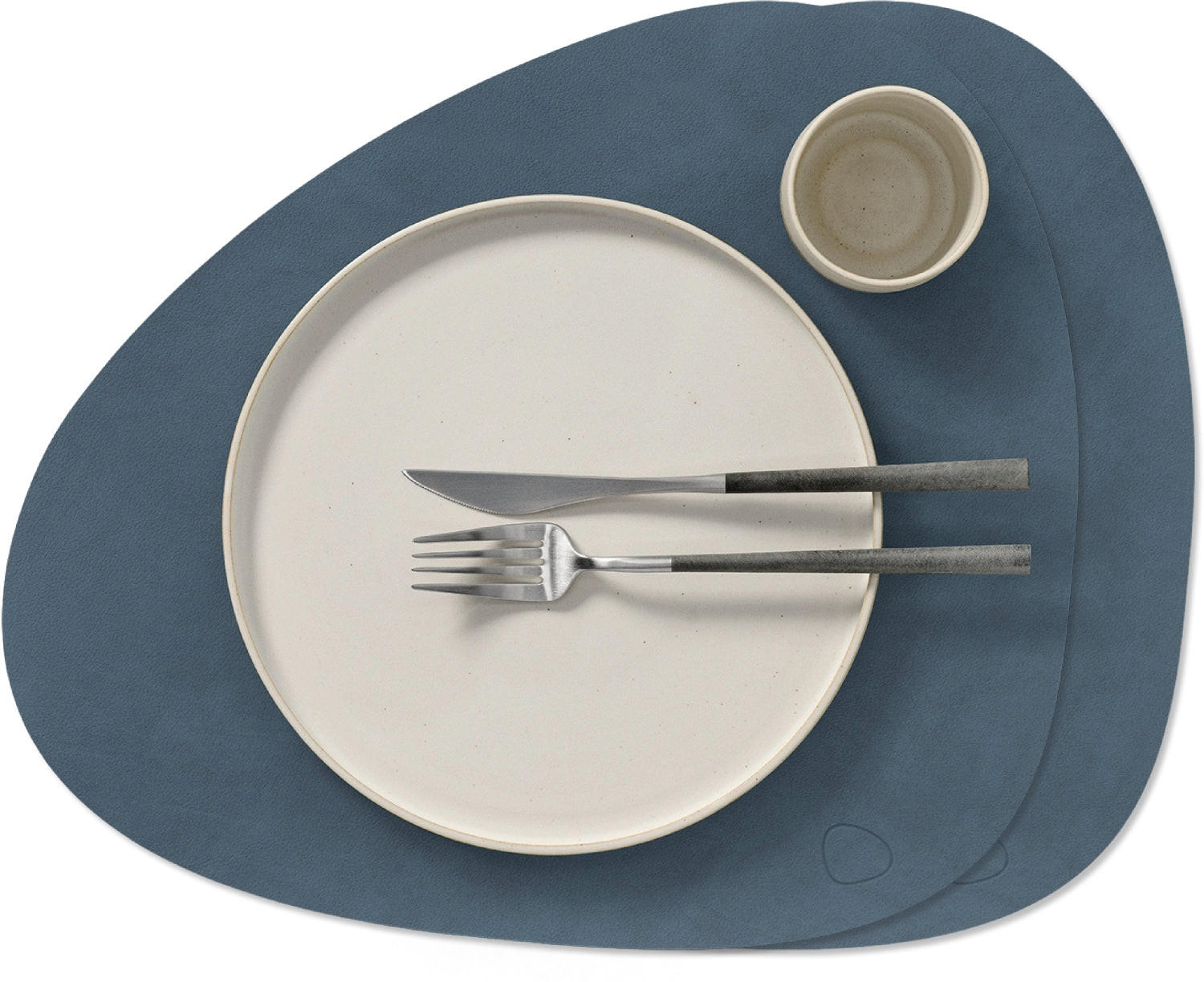 PLATZSET TISCHSETS Nupo - Leder - Dunkelblau - Curved - 44 x 37 cm - 2 Stück - Dunkelblau, Leder (44/37/2cm) - LIND DNA