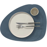 PLATZSET TISCHSETS Nupo - Leder - Dunkelblau - Curved - Abwaschbar - 44 x 37 cm - 2 Stück - Dunkelblau, Leder (44/37/2cm) - LIND DNA
