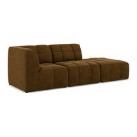 ECKSOFA Rechts Samt Stoff Gelb - Currygelb/Schwarz, Holzwerkstoff/Kunststoff (240/90cm) - Makamii
