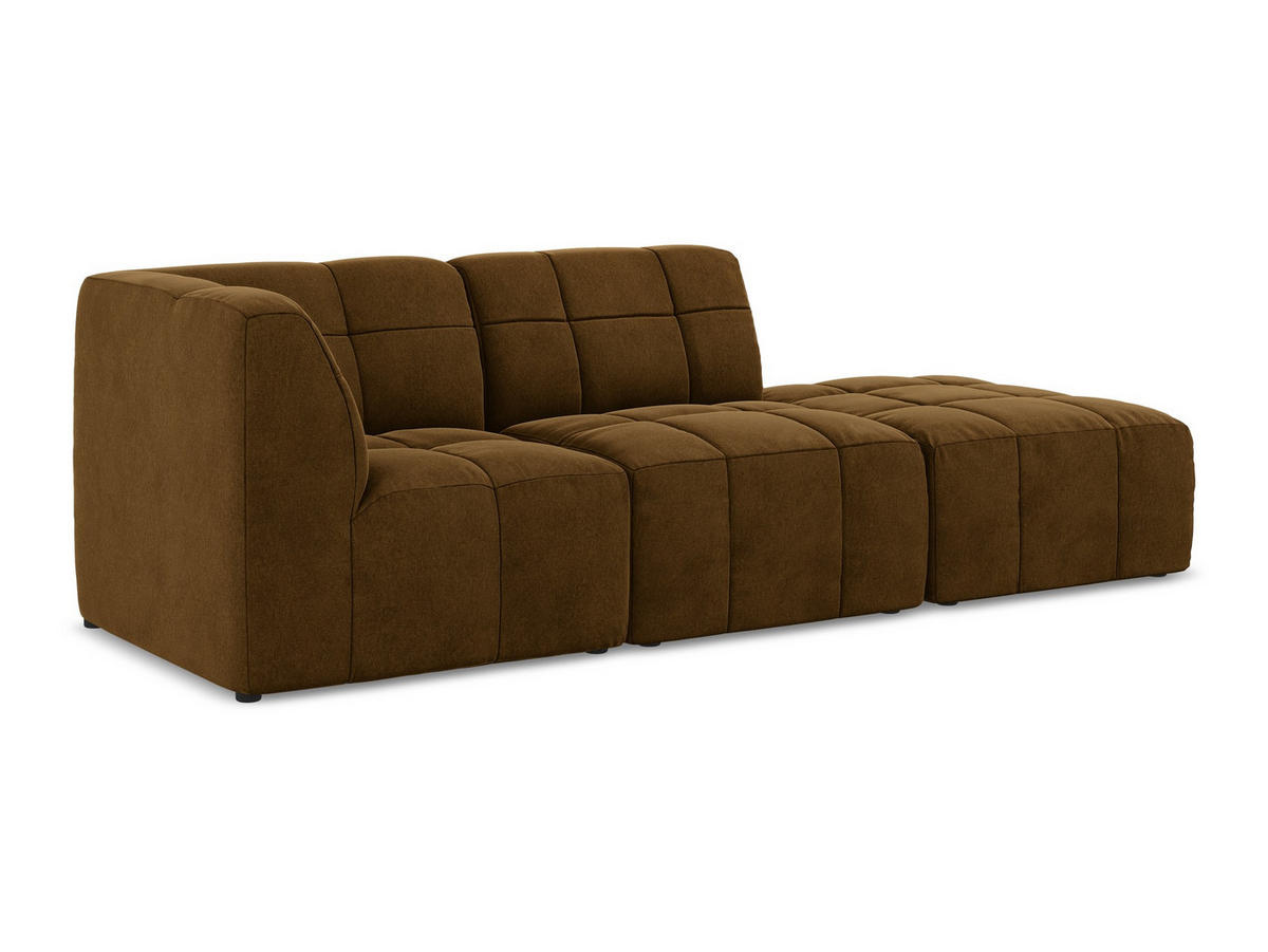 ECKSOFA Rechts Samt Stoff Gelb - Currygelb/Schwarz, Holzwerkstoff/Kunststoff (240/90cm) - Makamii