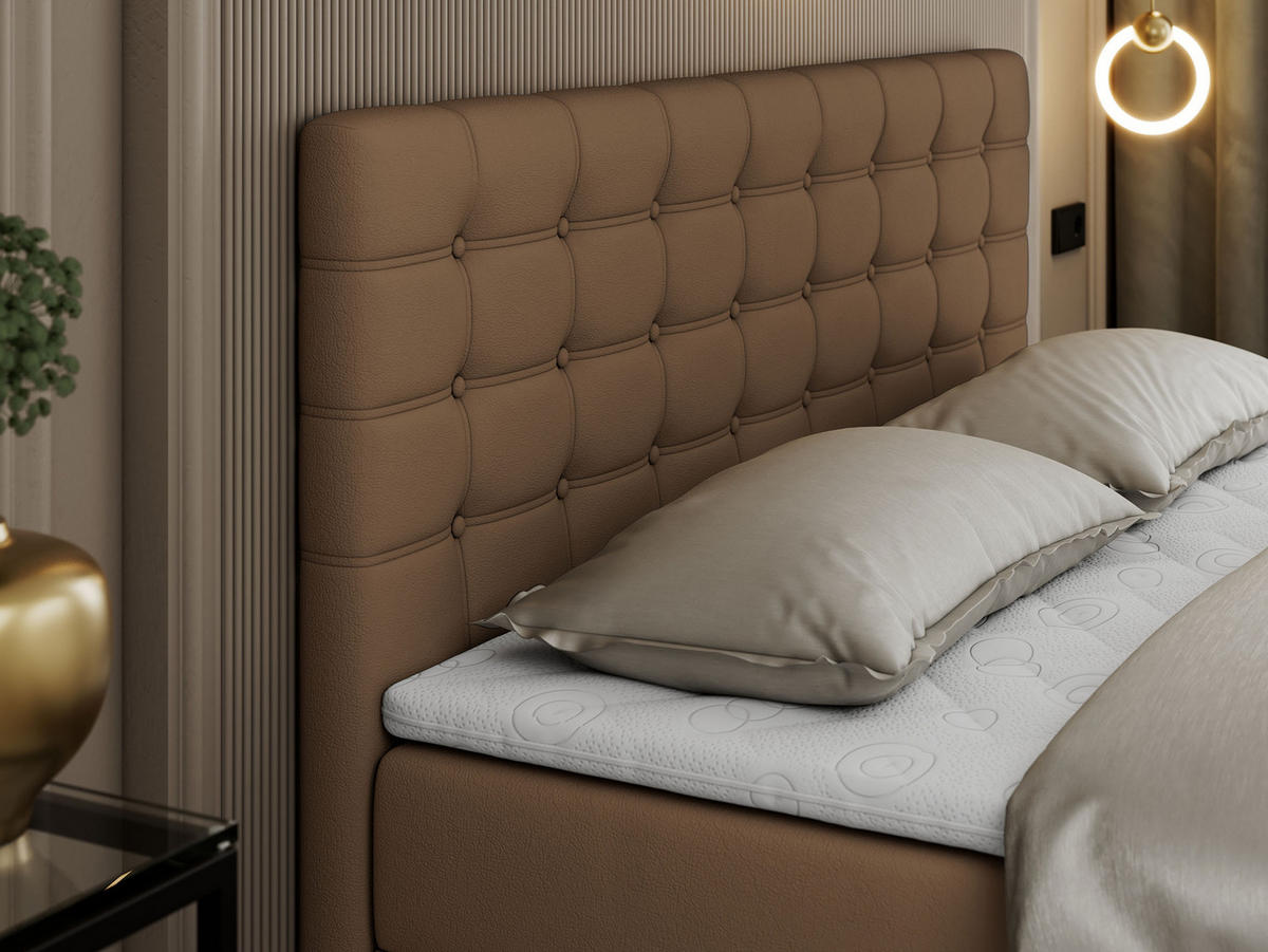 BOXBETT SUSAN 200/200 Braun Kunstleder - H4 - Braun, Holz/Textil (200/200cm) - MKS