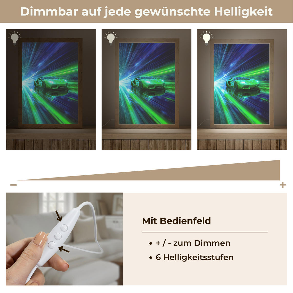 NÁSTĚNNÁ LAMPA Rychlost - Lehké - Sportovní vůz - Zelená 20x30 cm - zelená barva, kompozitní dřevo (20/30/8cm) - OnlyWow