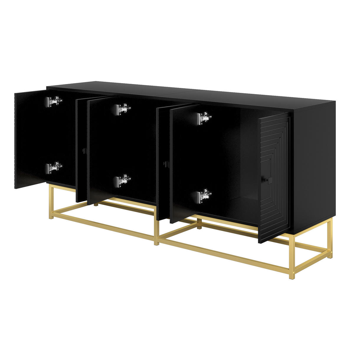 SIDEBOARD Black 160/38/75,5 cm - Schwarz, Holzwerkstoff (160/75.5/38cm) - PANGIVO