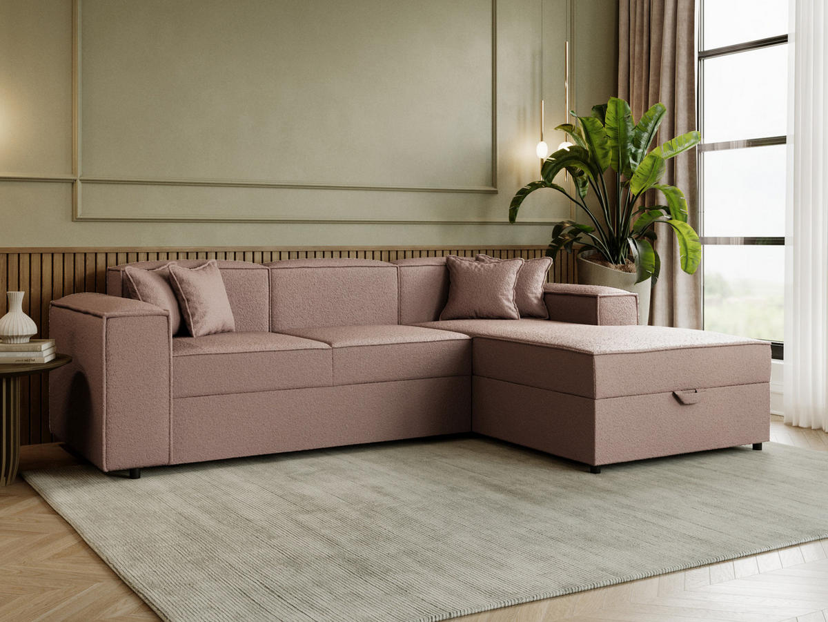 ECKSOFA Santos L, Seite: Rechts - Hellbraun/Schwarz, Holzwerkstoff/Kunststoff (253/166cm) - MIRJAN24