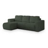 ECKSOFA RINOVA Grün Boucle-Stoff mit Schlaffunktion - Grün, Holz (250/143cm) - MASSENO