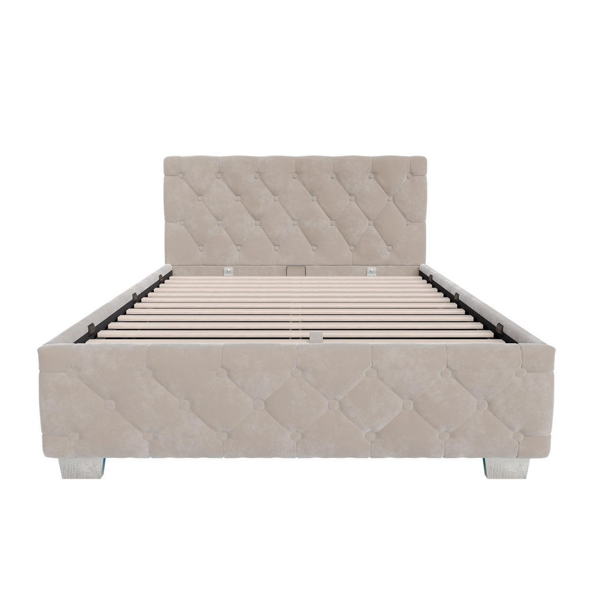 POLSTERBETT Nizza Beige 120x200 cm mit Matratze - Beige, Holz (120/200cm) - Juskys