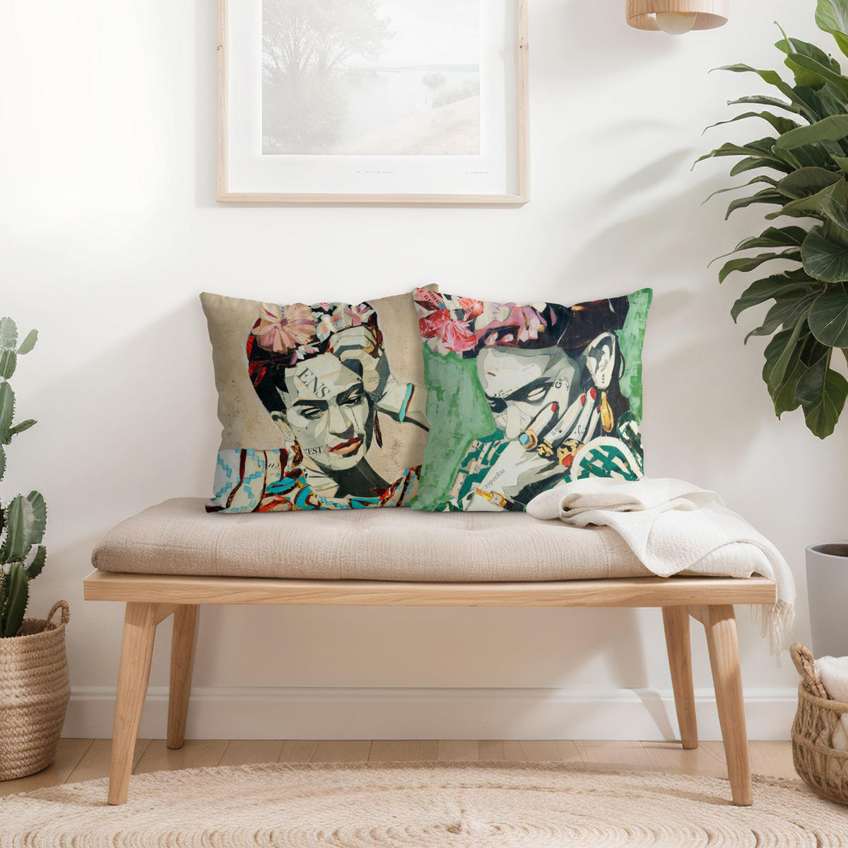 DEKOKISSEN 2er-Set Frida Kahlo - Collagen Duo I 40/40 cm - Multicolor, Textil (40/40cm) - Bilderwelten