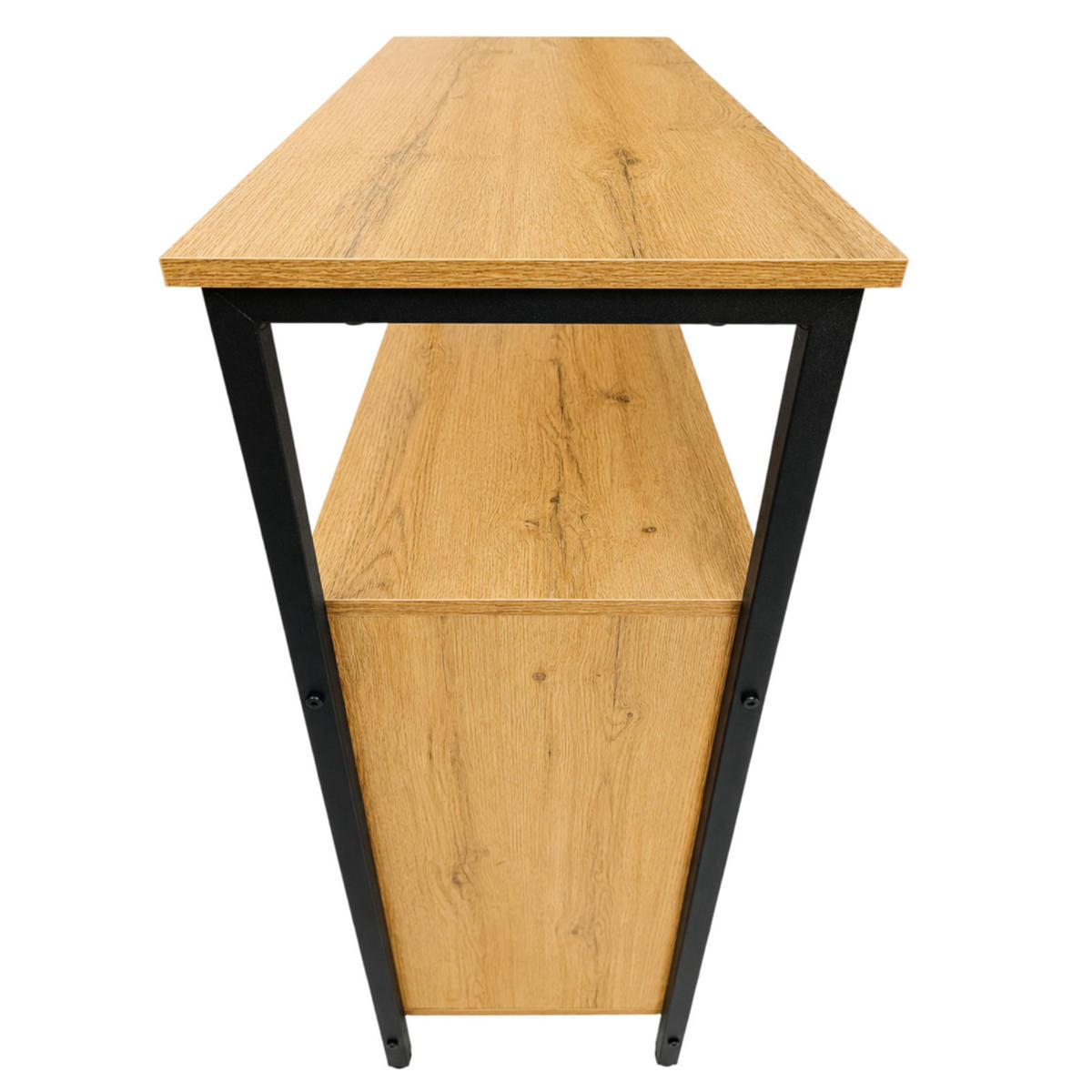 KOMMODE Metall Holzoptik Eiche Schwarz mit Lamellentüren Ablage 70x30x80 cm - Eichefarben/Schwarz, Holzwerkstoff (70/80/30cm) - Begryf