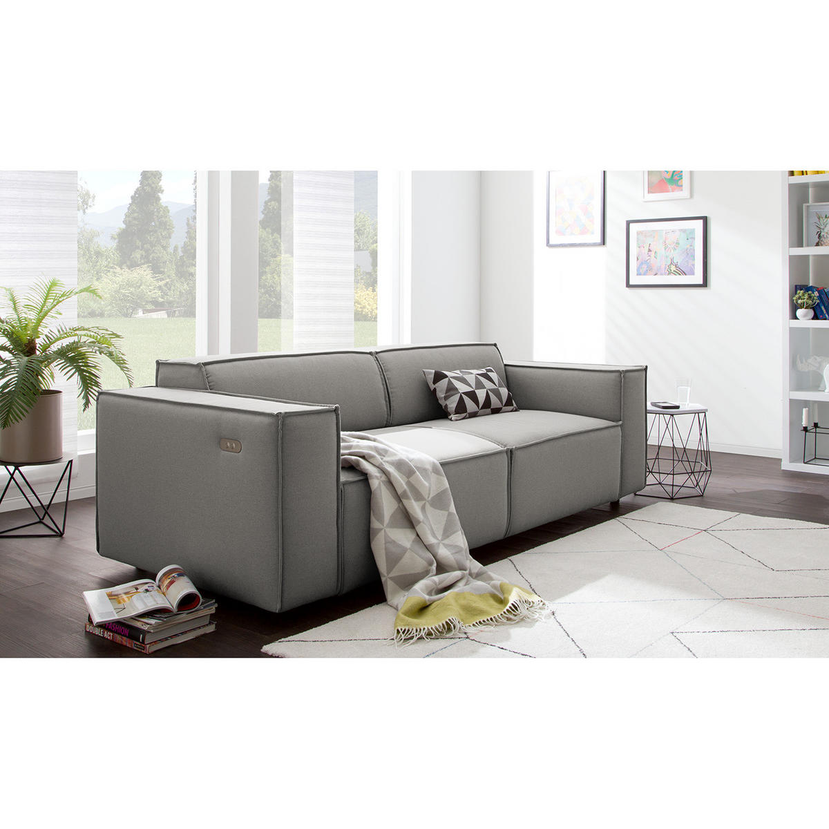 2,5-SITZER SOFA - Graubraun, Textil (223/70/96cm) - home24