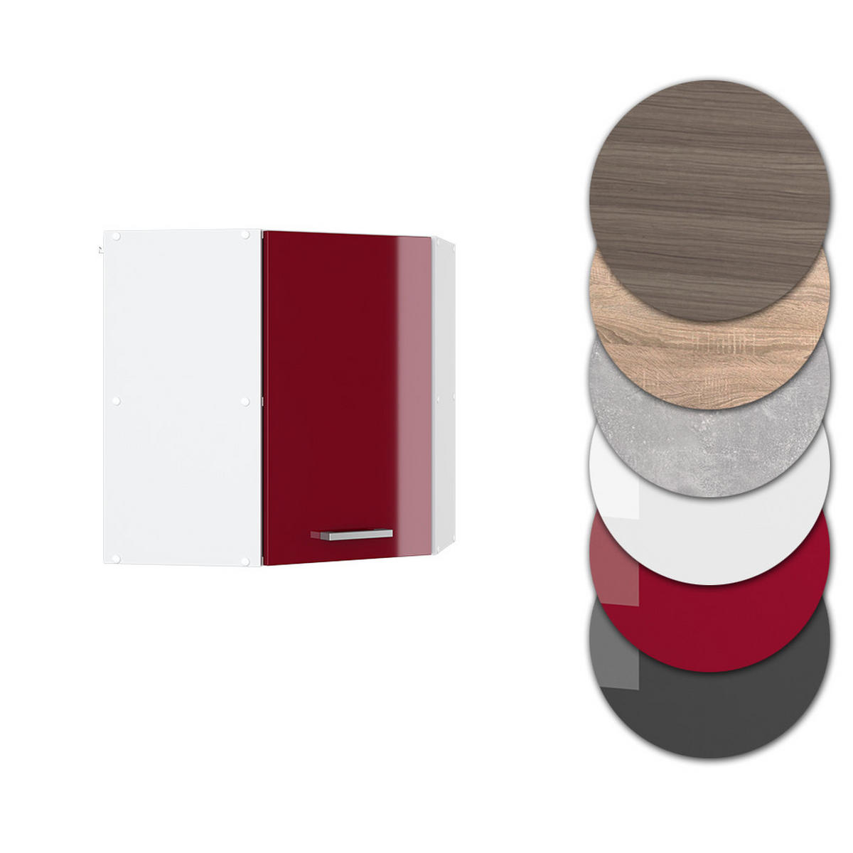 ECKHÄNGESCHRANK R-Line Rot Hochglanz 57 cm - Rot/Weiß, Holzwerkstoff (57/60/34.1cm) - Vicco