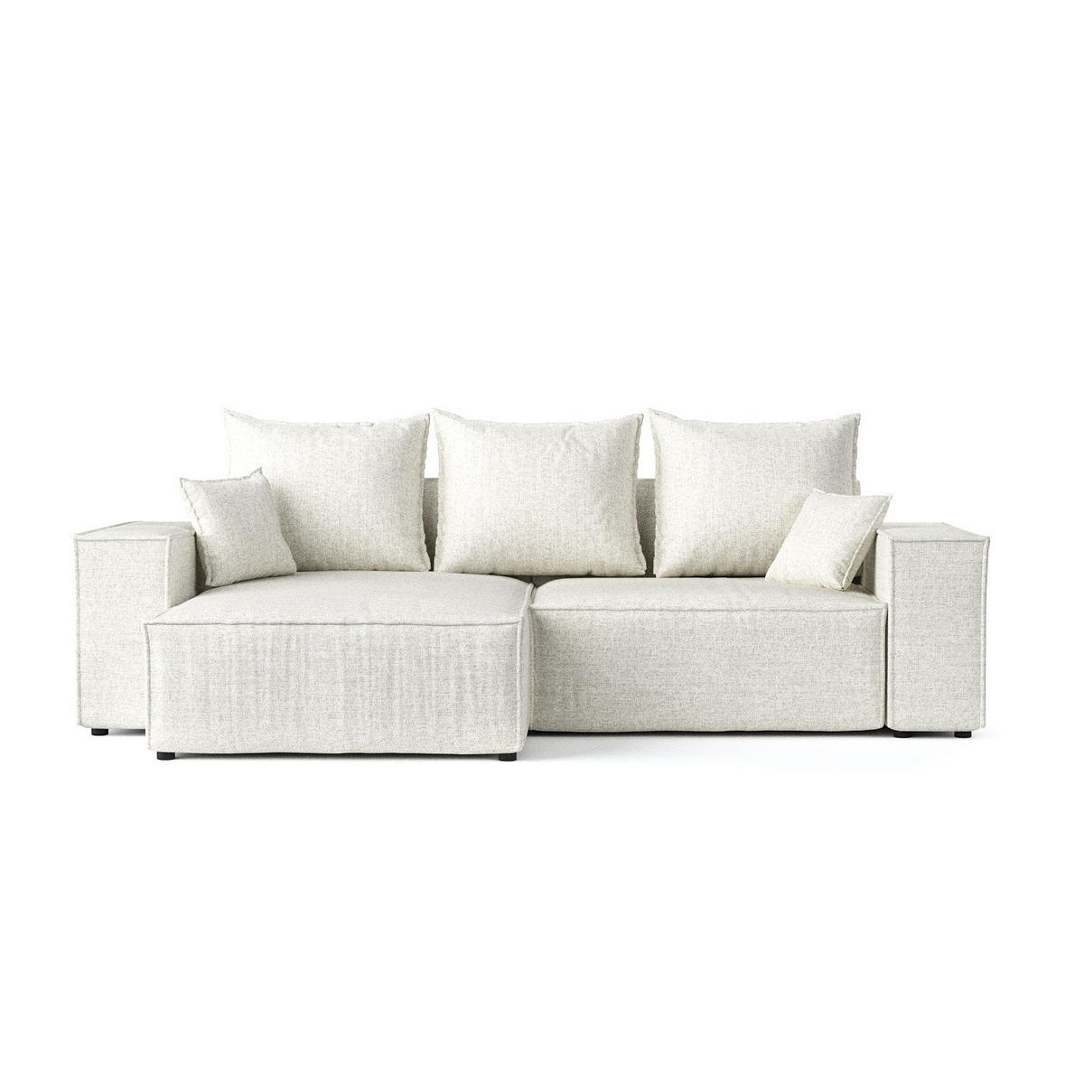 ROHOVÁ SEDAČKA SENSO, textil, Světle béžová - černá/béžová, dřevo/kompozitní dřevo (255/148cm) - AltaBeds