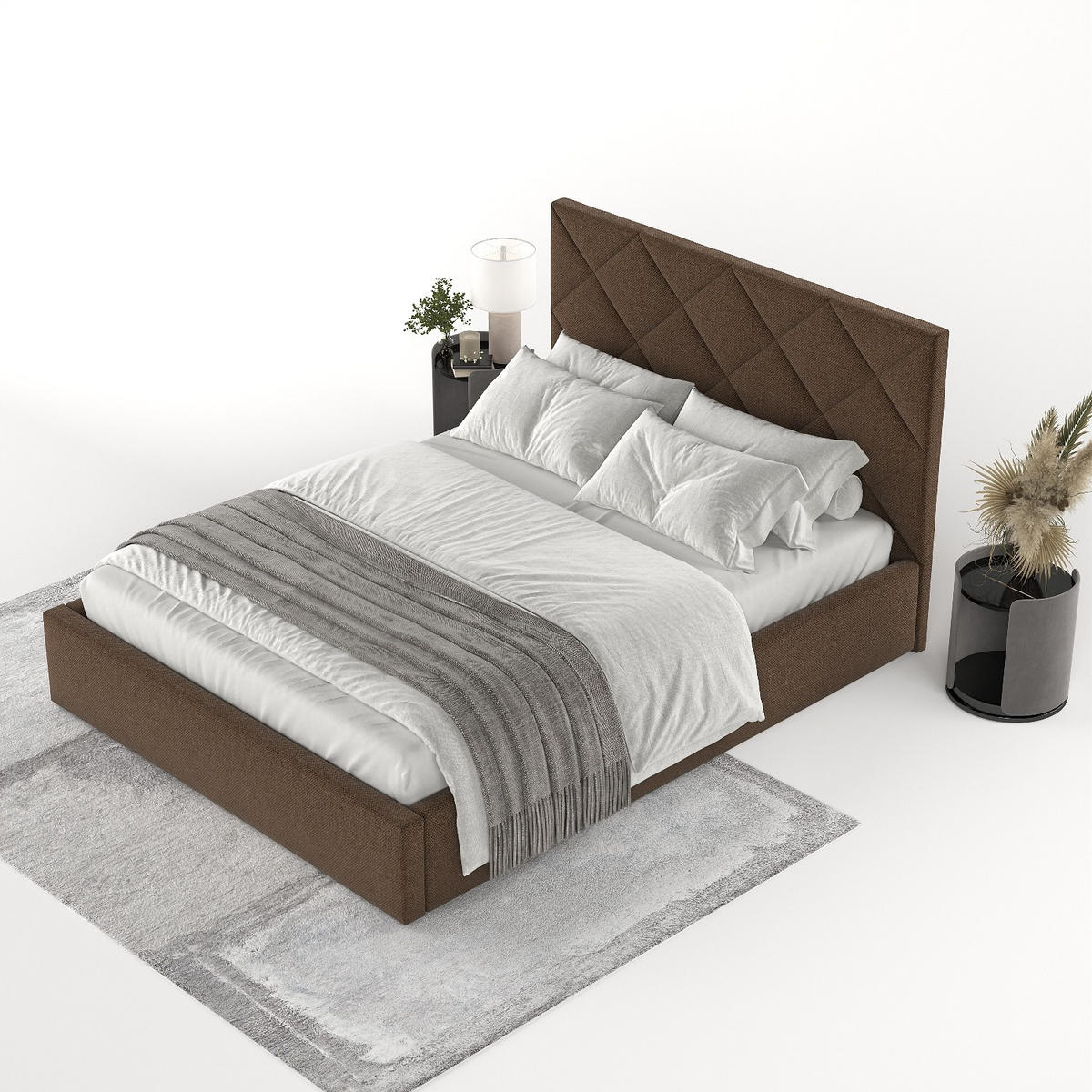 POLSTERBETT Torno 160/200 cm Braun im Inari Stoff - Schwarz/Naturfarben, Holz/Holzwerkstoff (160/200cm) - AltaBeds