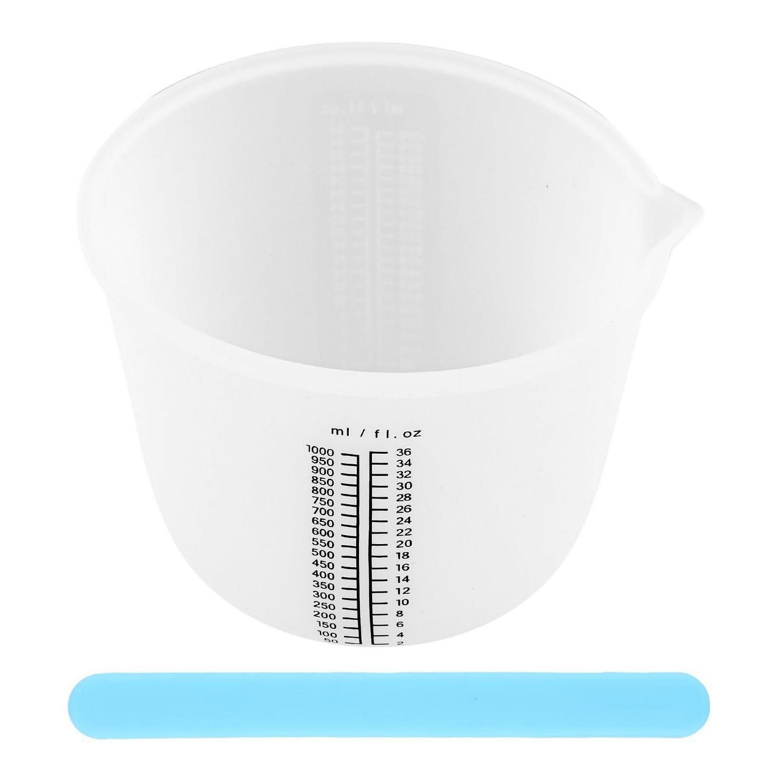 MESSBECHER Set 1000 ml Silikon mit Rührstab - Transparent, Kunststoff (1L)