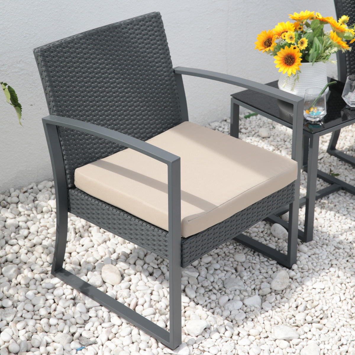 GARTENSET Lois L Schwarz/Beige - Beige/Schwarz, Kunststoff - SVITA