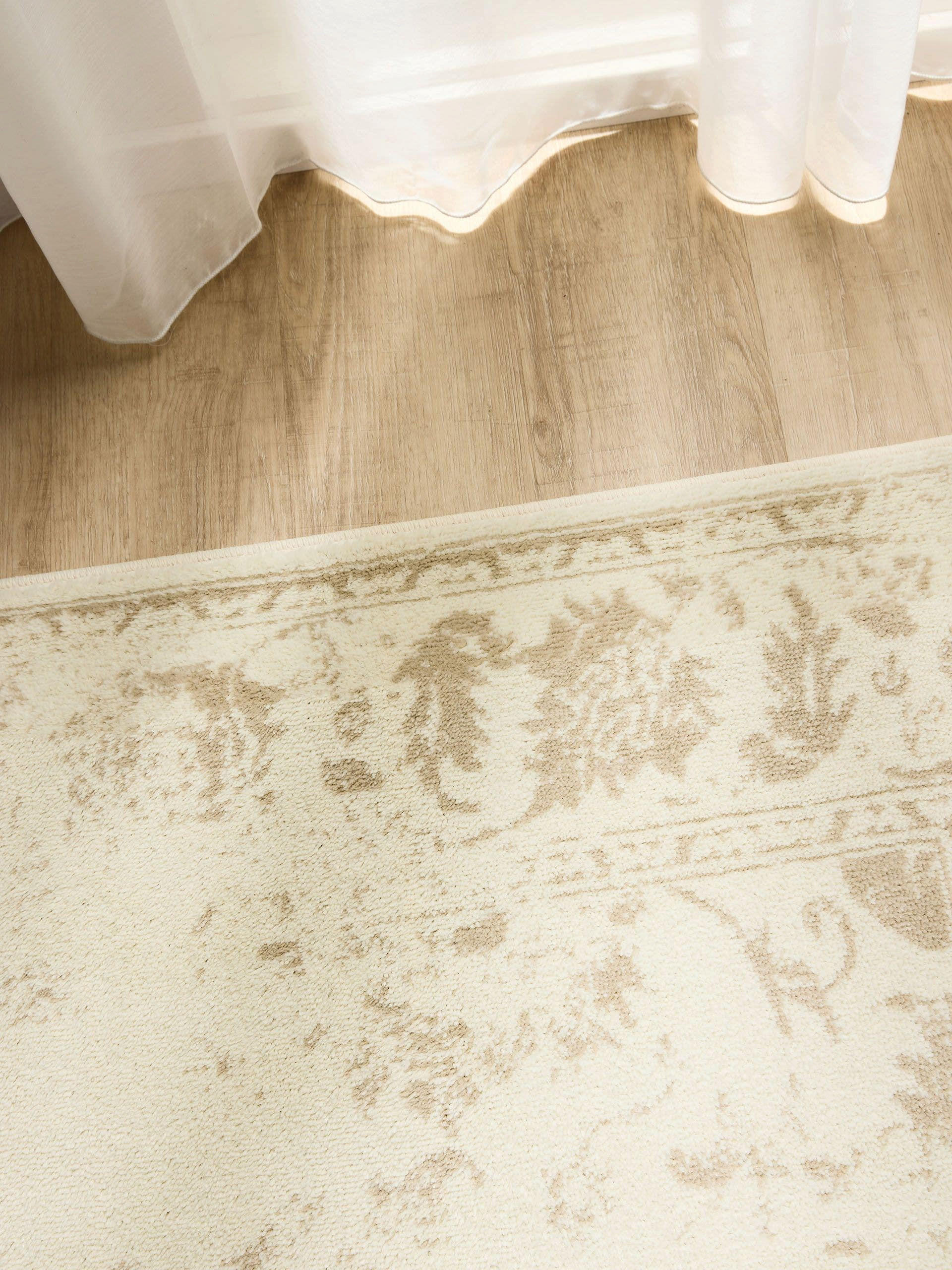 Thumbnail - benuta Vintage-Teppich, Creme, Beige, Kunststoff, Vintage, Rechteckig, 80x150 cm, Oeko-Tex® Standard 100, für Fußbodenhe...