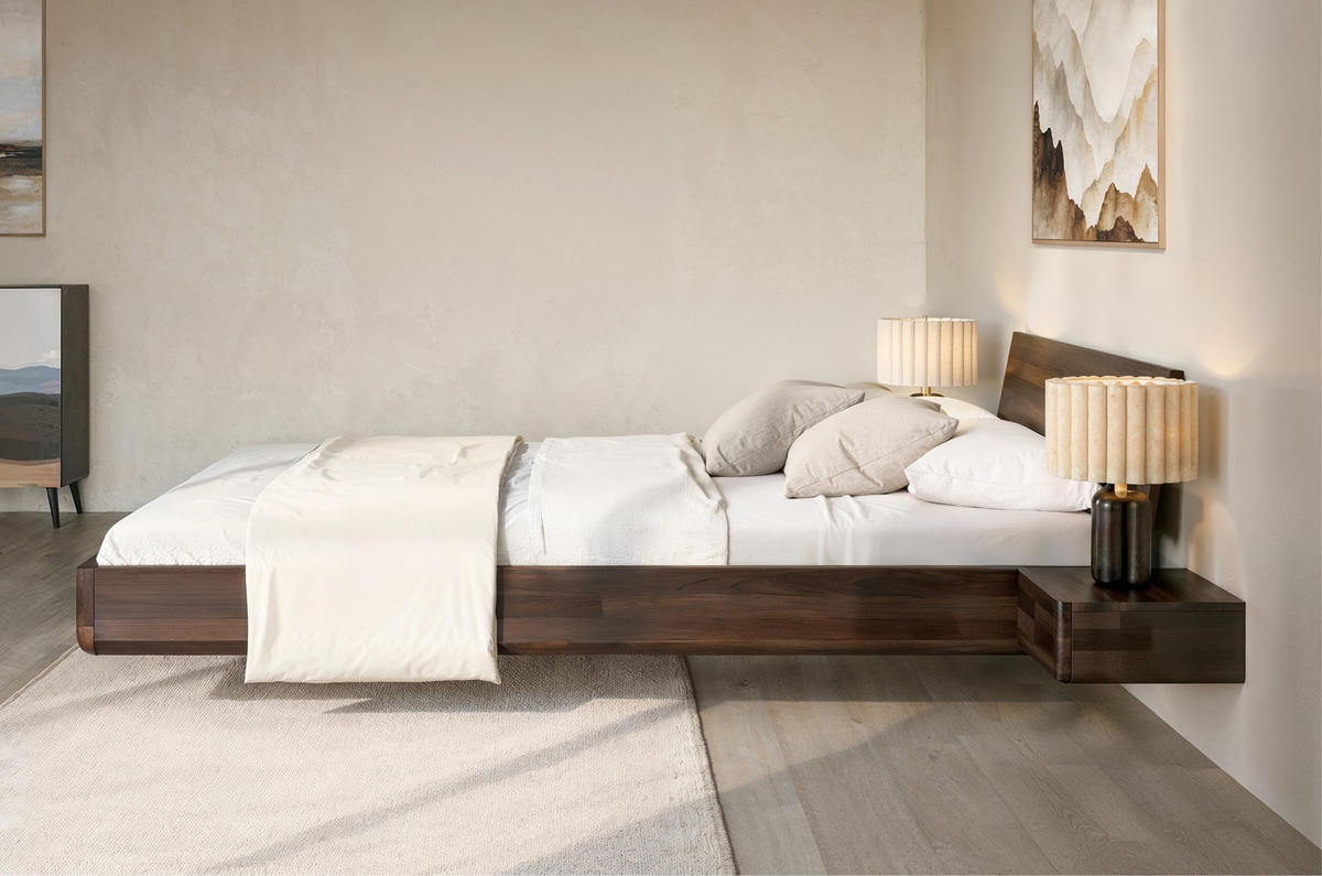 MASSIVHOLZBETT Lena mit 2 Nachttischen, 140/200, Buche - lackiert, Palisanderfarbe - Wengefarben, Holz/Buchenholz (140/200cm) - Visby