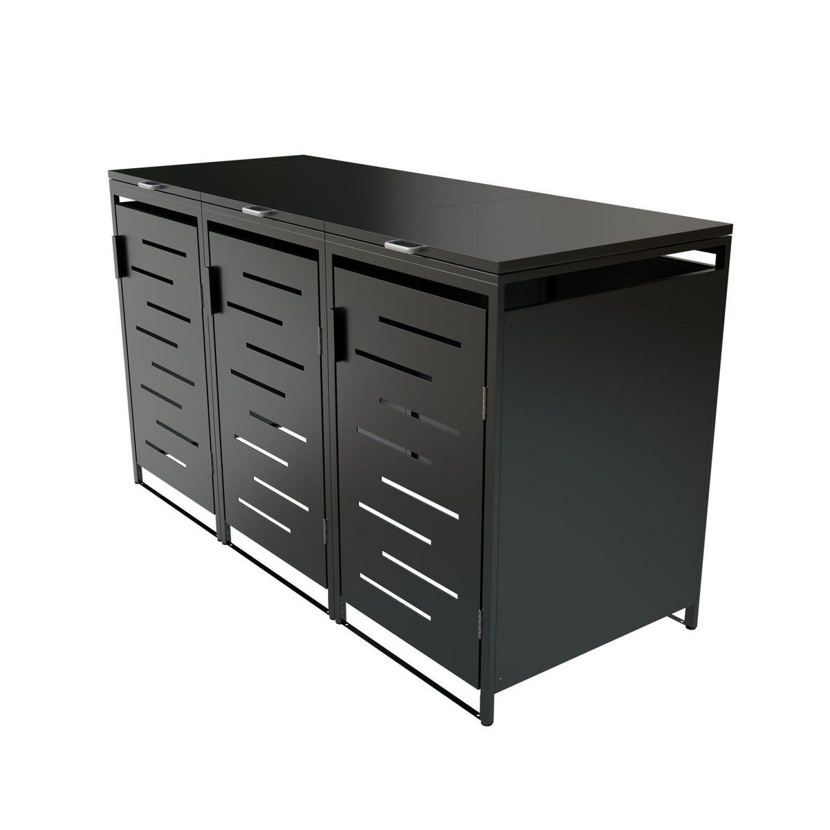 MÜLLTONNENBOX Arel 3er-Set - Anthrazit, Metall (204/120/80cm) - Juskys