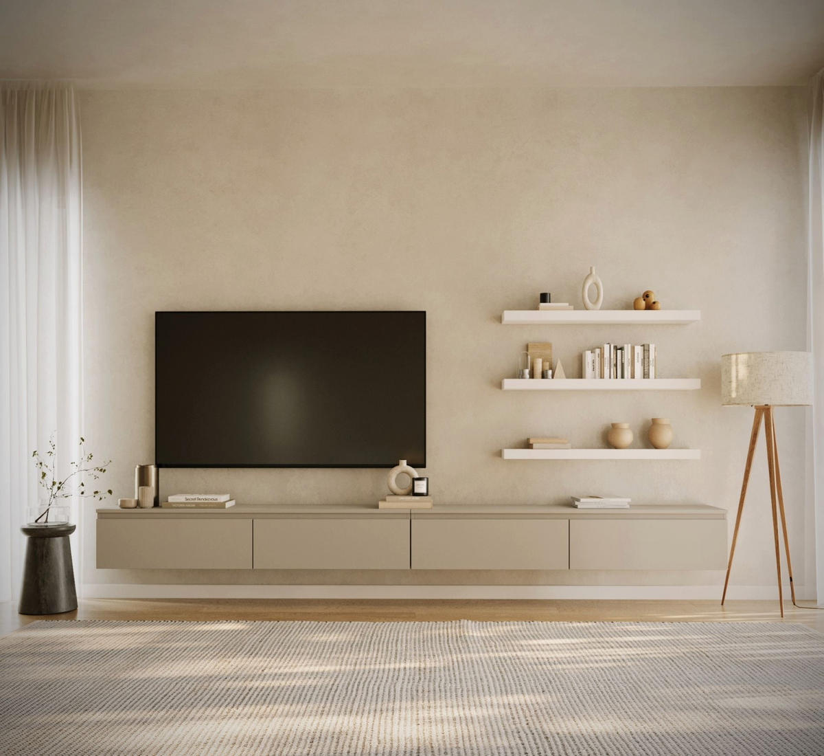 TV-LOWBOARD Bemmi hängend Kaschmirgrau 300/30/30 cm - Kaschmir, Holzwerkstoff (300/28.4/31.8cm) - Selsey