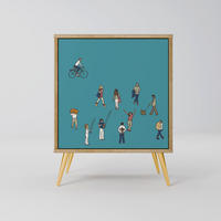 SIDEBOARD COLLECTIVE STREAM, Eichefarben, 57,5x42x75,5 cm, Goldfarbene Metallfüße - Eichefarben/Goldfarben, Holzwerkstoff/Metall (57.5/75.5/42cm) - SpaceRebels
