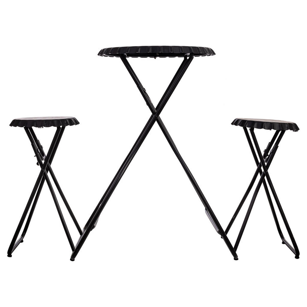 BALKONSET aus Metall, 148x60x102cm, 3-tlg. - Schwarz, Metall - Wanderlust