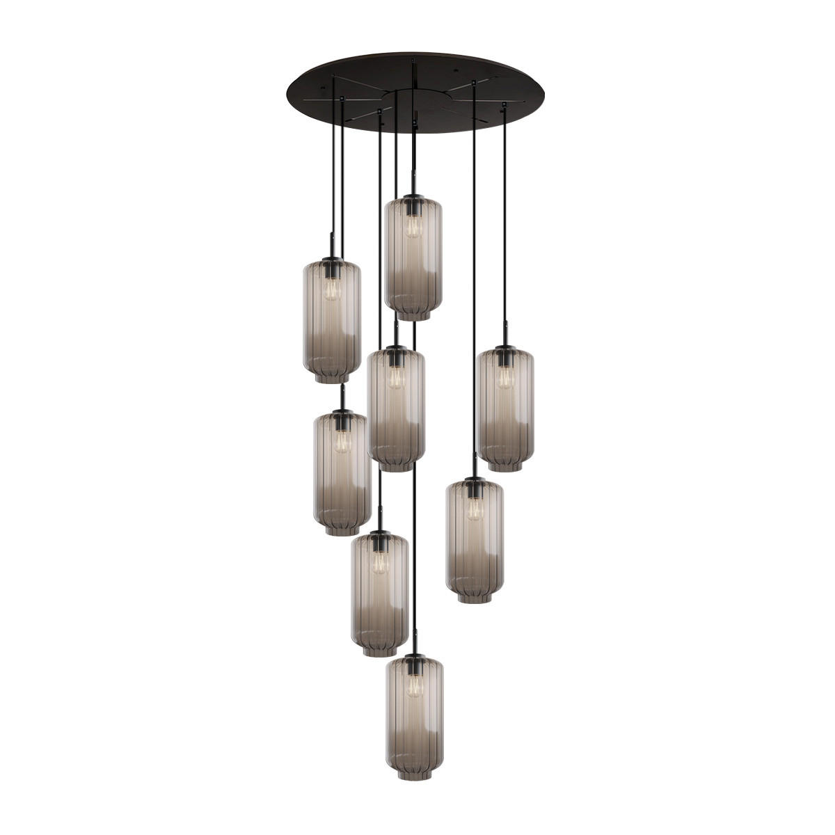 GALERIELEUCHTE Velo 8-flammig Klar Ø 18cm - Klar/Schwarz, Glas (18/18/33cm) - s.luce