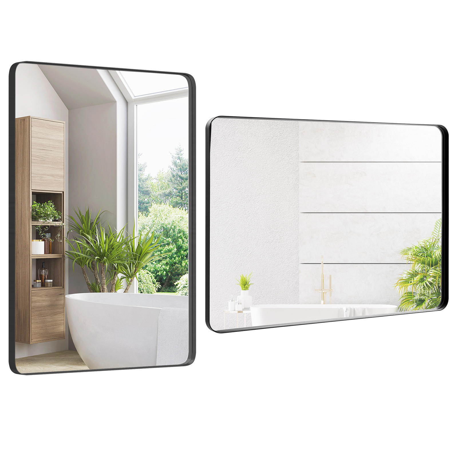 Costway Badezimmerspiegel Schwarz 76x3x56 cm