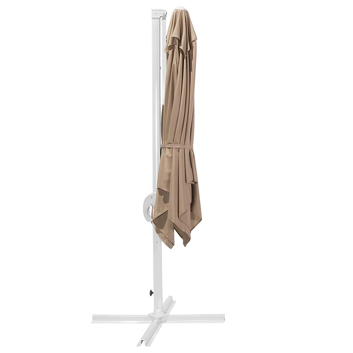 AMPELSCHIRM sandbeige/weiß 250/250/235 cm Monza - Beige/Weiß, Textil (250/250cm) - Beliani