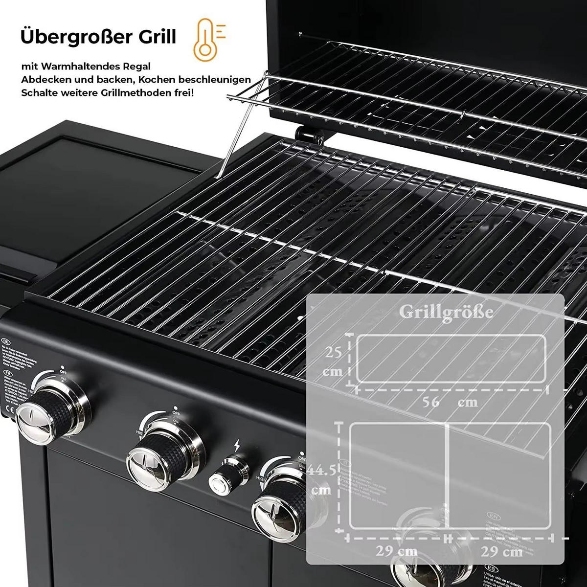 GASGRILL Stehender Grillrahmen Schwarz - Schwarz, Metall (42/133cm)