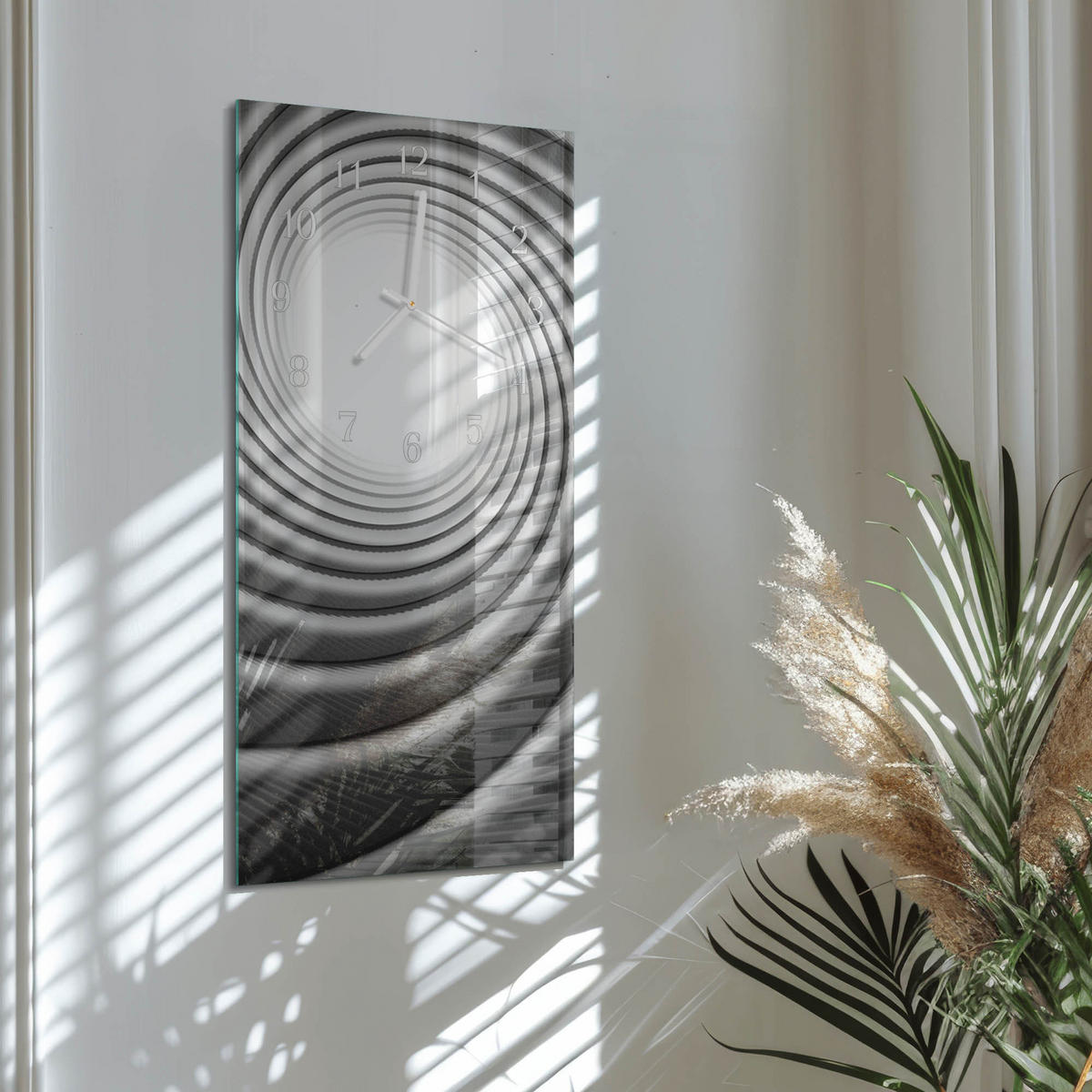 WANDUHR 30x60 cm - Horizont - Schwarz, Glas (30/60/0.4cm) - TULUP