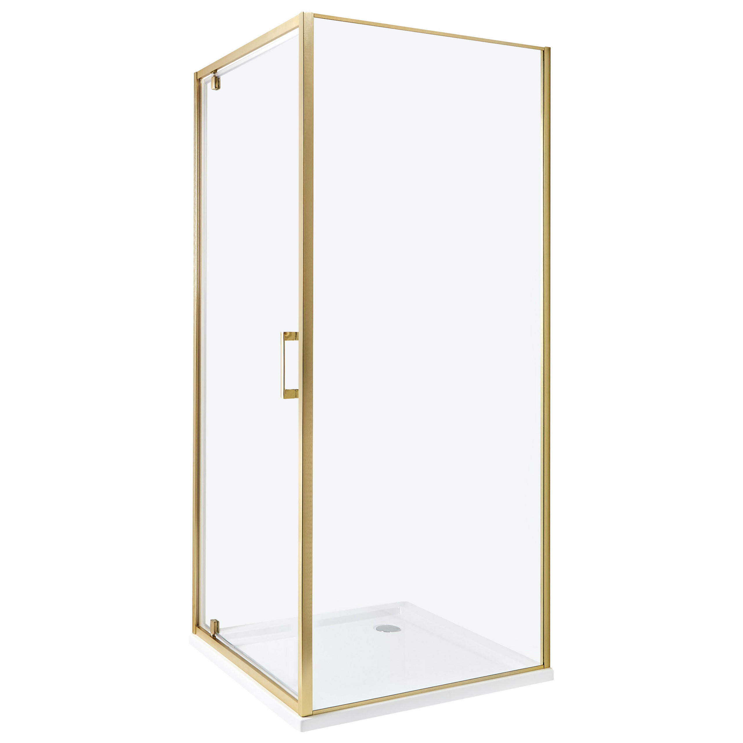 DUSCHKABINE 80/80/185 cm Gold Darli - Transparent/Goldfarben, Glas (80/80/185cm) - Beliani