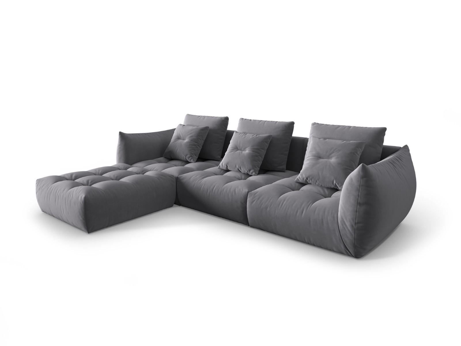 ECKSOFA modular links Bloom aus Samt dunkelgrau 2 Sitzplätze - Dunkelgrau, Textil (216/332cm) - Micadoni