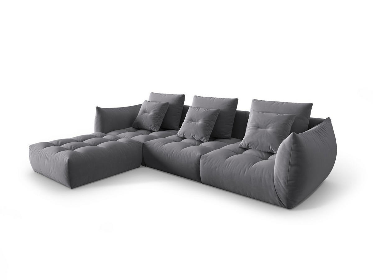 ECKSOFA modular links Bloom aus Samt dunkelgrau 2 Sitzplätze - Dunkelgrau, Textil (216/332cm) - Micadoni