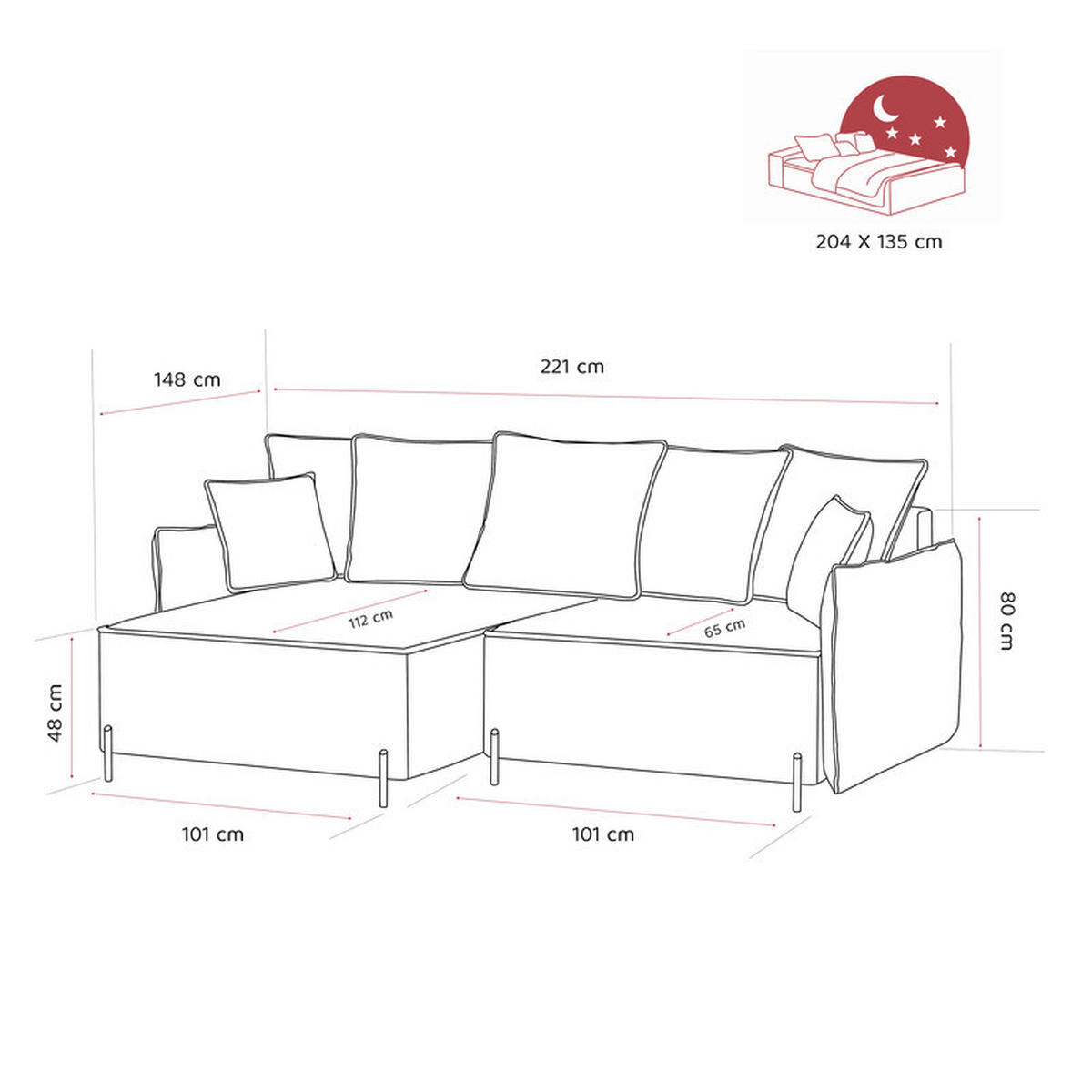 ECKSOFA MARCO Links, mit Schlaffunktion und Bettkasten, Marineblau - Dunkelblau, Textil/Metall (221/148cm) - Idohome