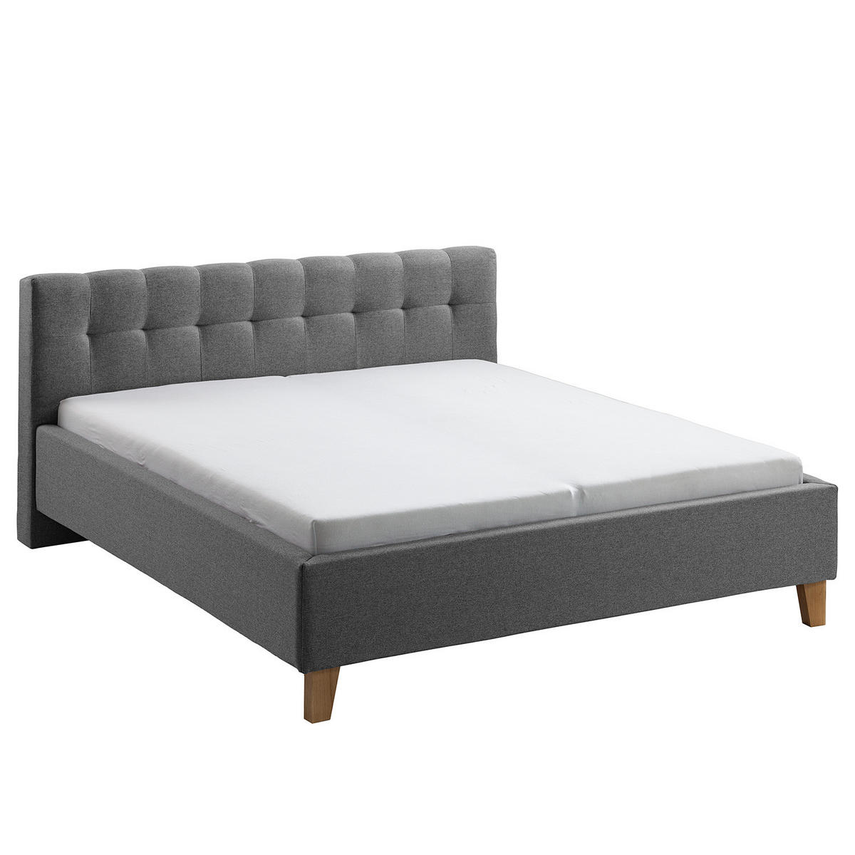 POLSTERBETT - Webstoff - Grau, Holz/Textil (180/200cm) - home24