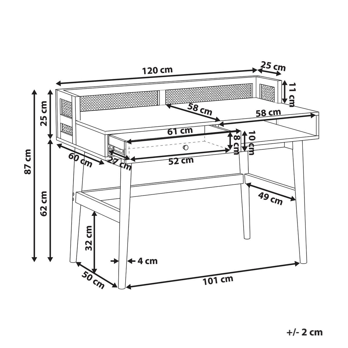BIROU maro deschis 120/60 cm Noven - maro deschis, compozit lemnos (60/120/87cm) - Beliani
