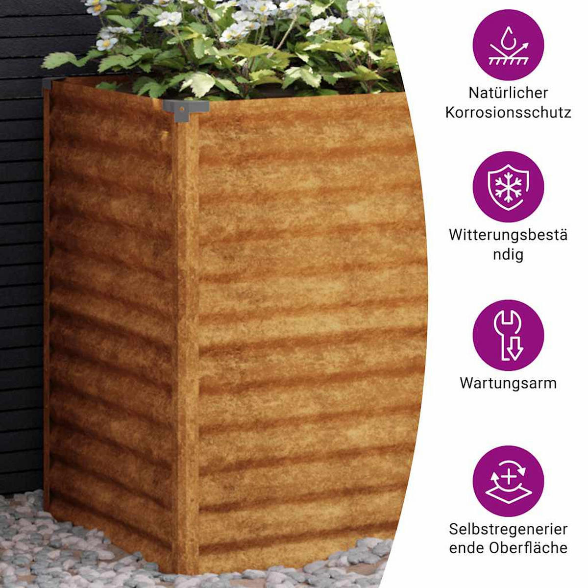 HOCHBEET 100/50/69 cm, aus Cortenstahl, Rostig - Rostfarben, Metall (50/69/100cm) - vidaXL