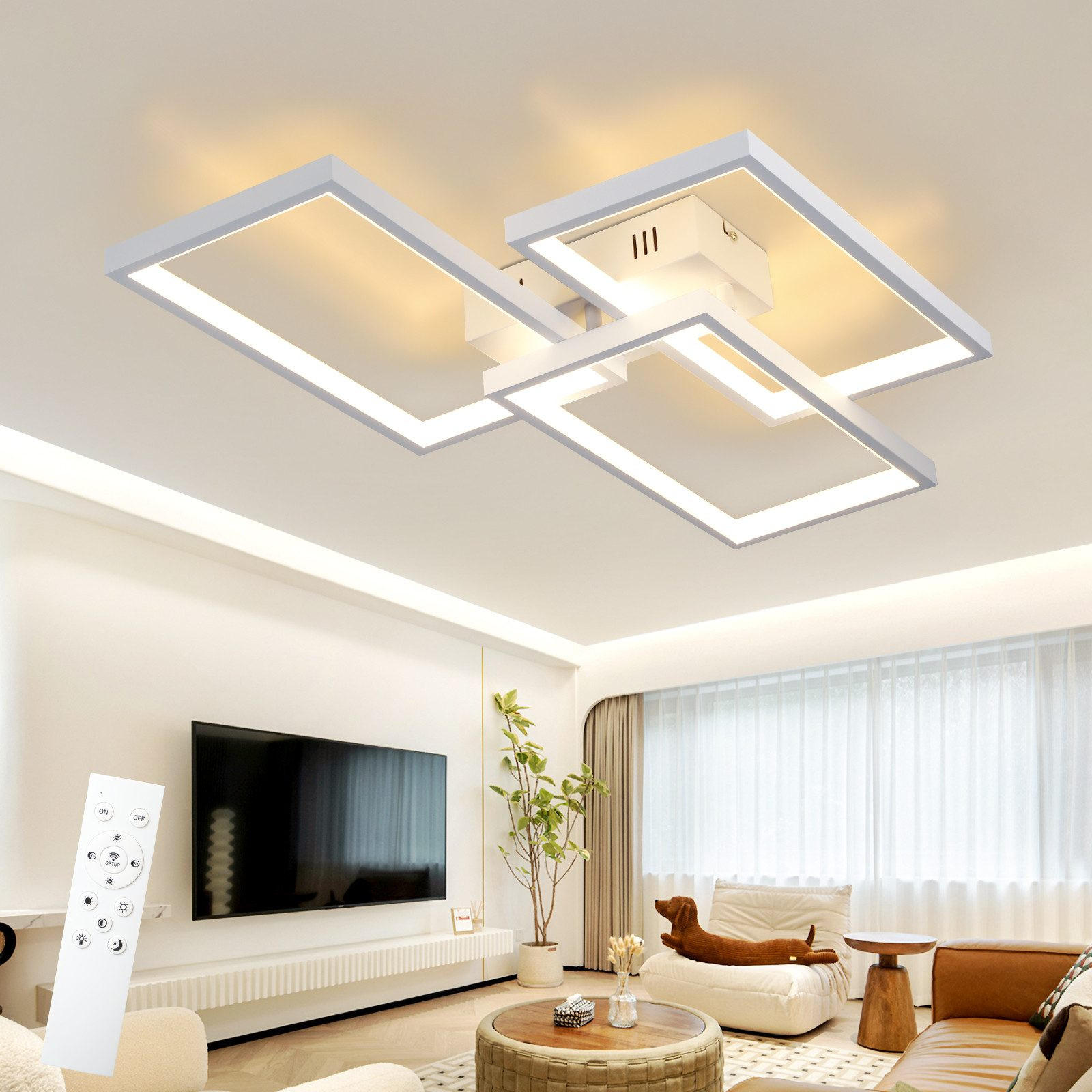 LED-DECKENLEUCHTE Lia 80/54/8 cm - Weiß, Metall (80/54/8cm) - Nettlife