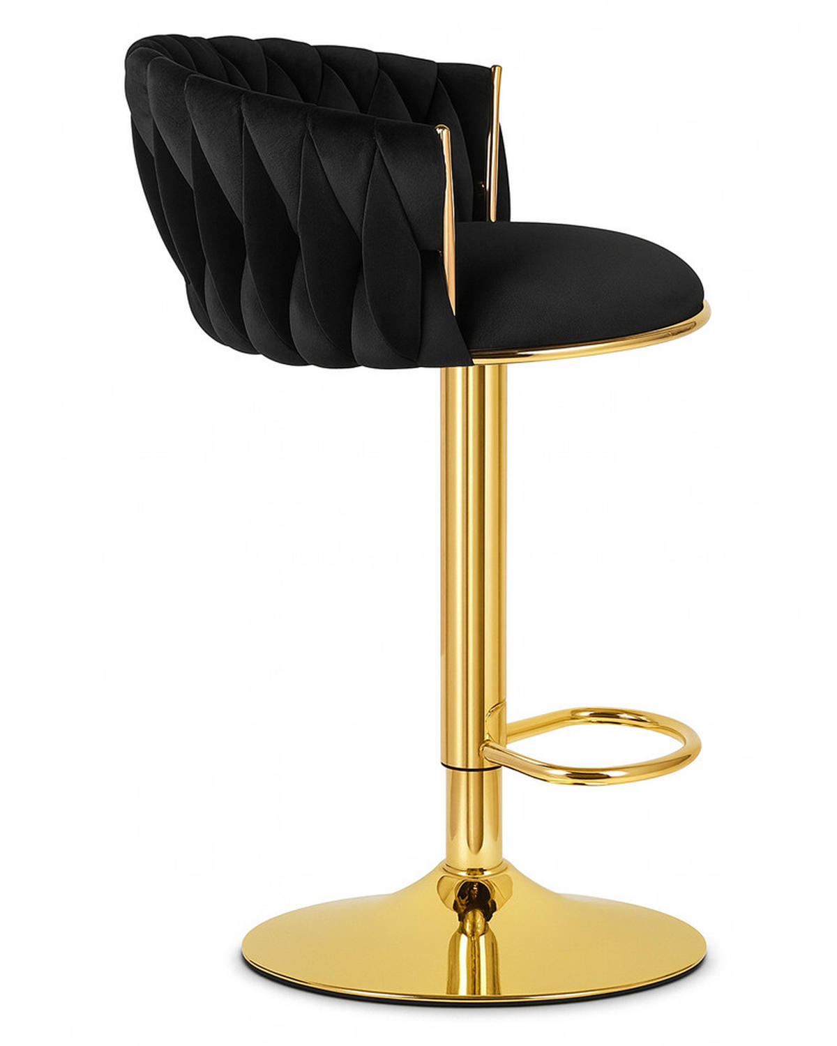 BARHOCKER MIG schwarzer Sitz, Goldbasis - Schwarz, Textil (51/105/50cm) - Valora