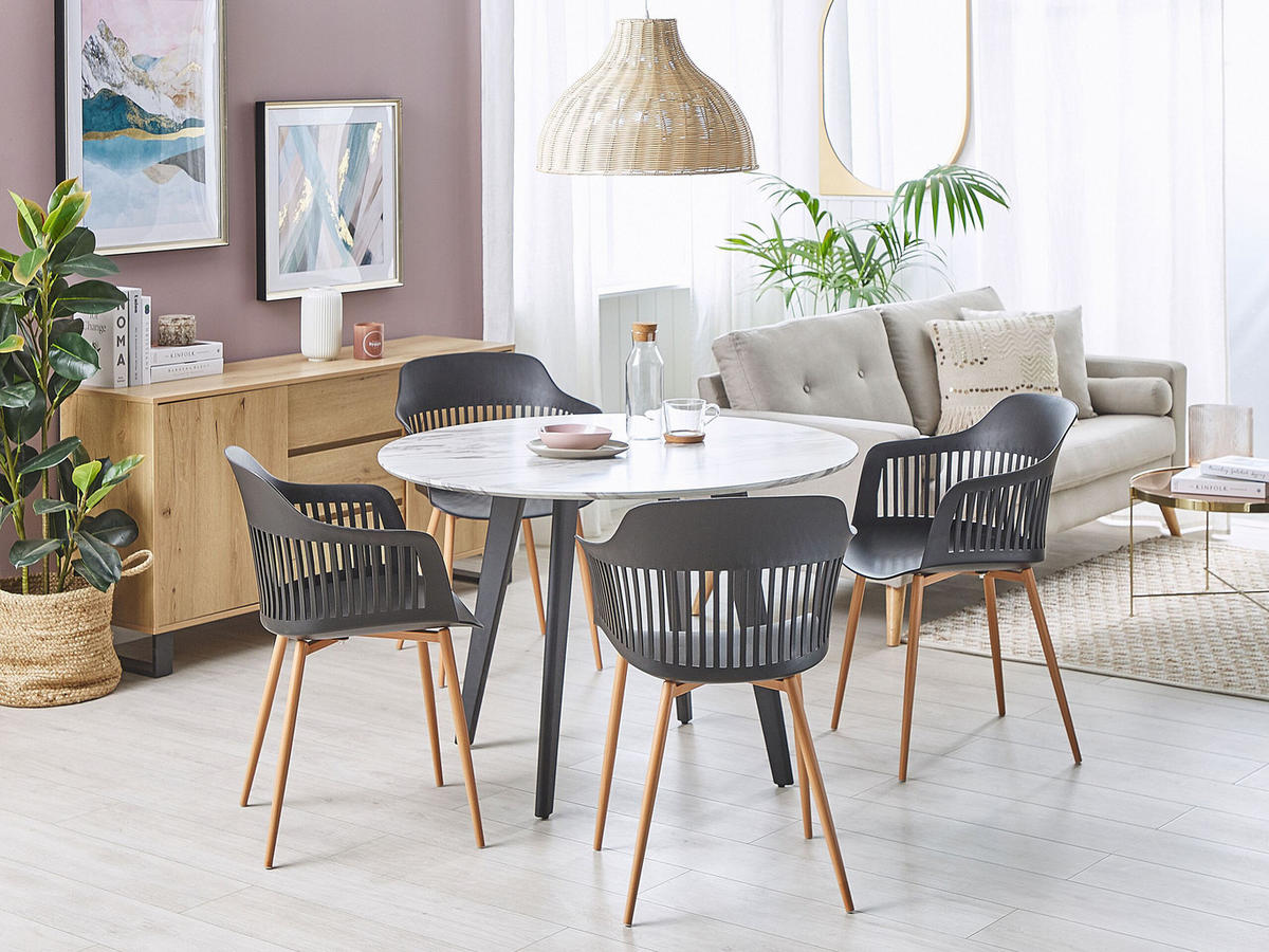 ESSZIMMERSTUHL 2er-Set Kunststoff Schwarz Bereca - Schwarz, Kunststoff/Metall (57/81/54cm) - Beliani