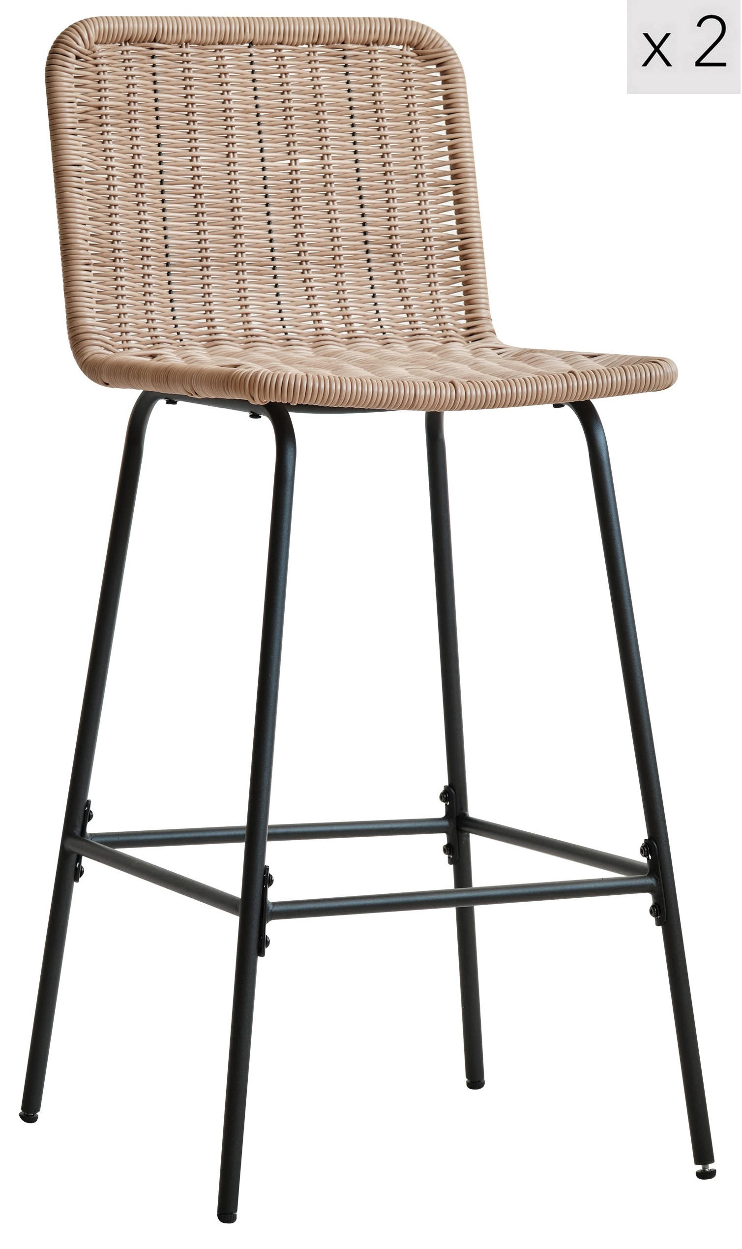 BARHOCKER 2er-Set Fasern Braun - Braun, Holz (47.5/103/47cm) - Nordlys