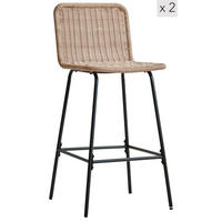 BARHOCKER 2er-Set Fasern Braun - Braun, Holz (47.5/103/47cm) - Nordlys