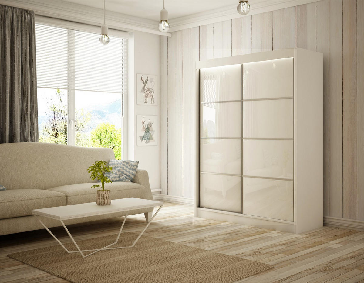 KLEIDERSCHRANK PEKA III - 200 cm - Weiß - Weiß, Holzwerkstoff (200/215/61cm) - ALTDECOR