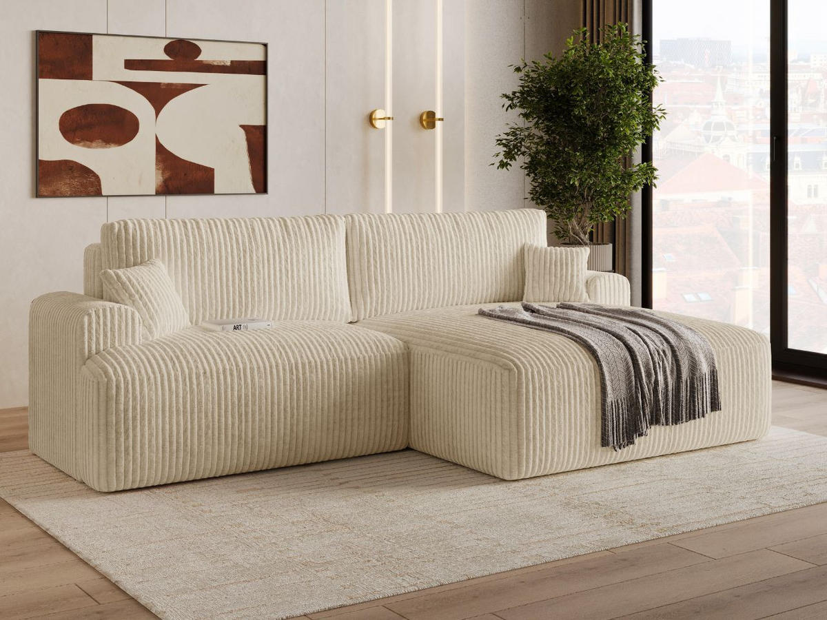 ECKSOFA Serene Beige Links - Beige, Holz/Textil (259/145cm) - Graingold