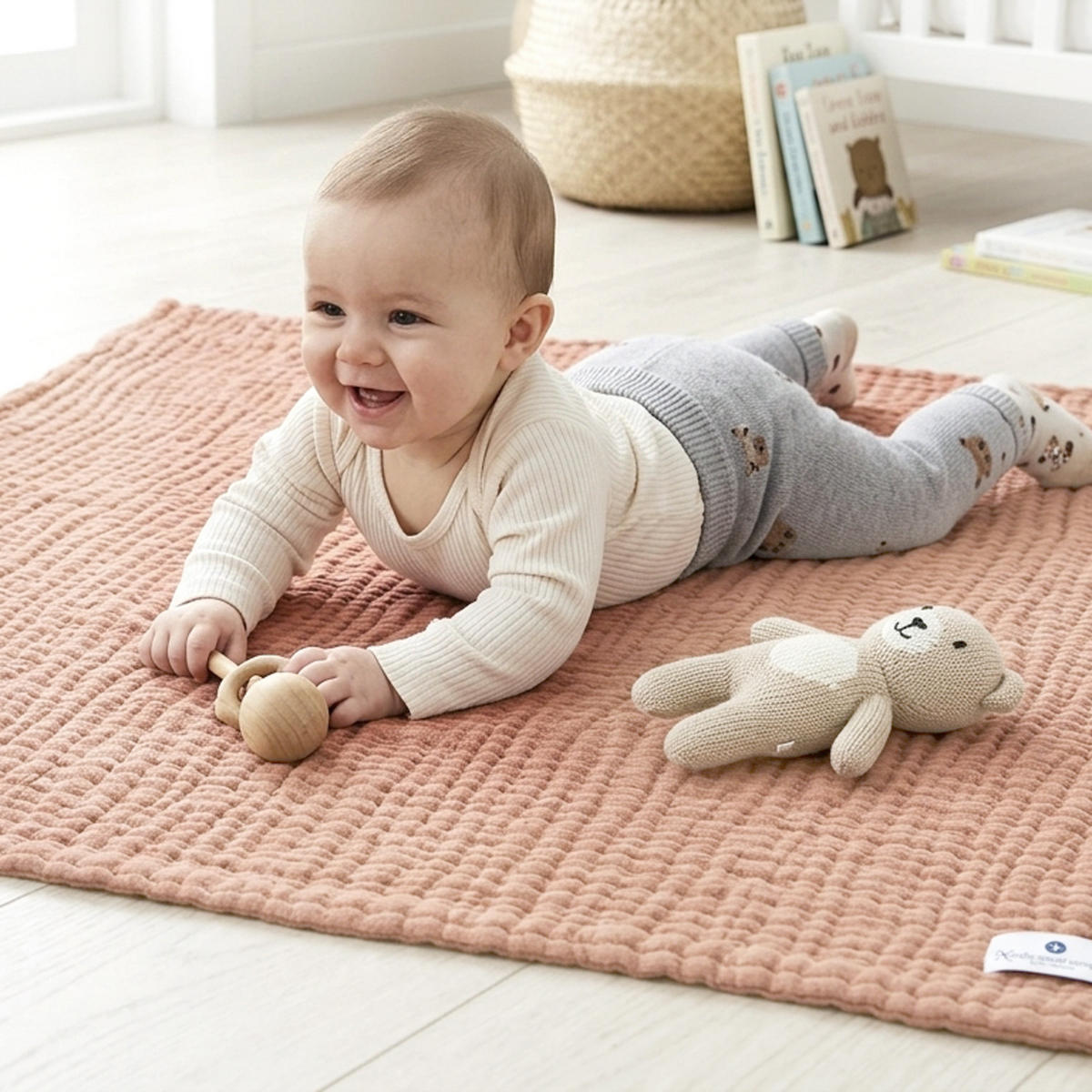 MUSSELINDECKE Babydecke Stilltuch Einschlagdecke Säuglingsdecke Mulltuch ab Geburt - Cappuccino, Textil (80/80cm) - nordic coast company