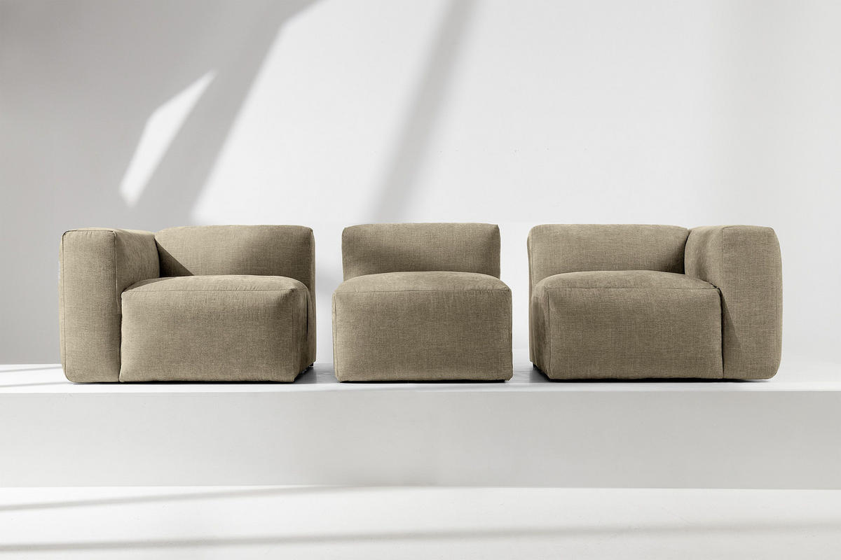 3-SITZER-MODULSOFA BUFFO mit extrem weicher und bequemer Sitzfläche, Gewebestoff, sandfarben - Sandfarben, Textil (290/73/96cm) - KONSIMO®