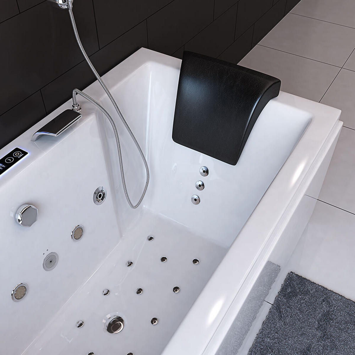 WHIRLPOOL LAGUNA PURE M - ohne Glasscheibe, 180 x 90 cm - Weiß, Keramik (180/55/90cm) - Home Deluxe