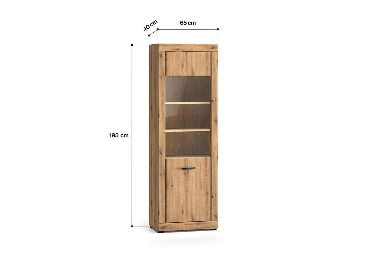 VITRINE – DORA 02 – 65 cm – Dora – Eichefarben - Eichefarben, Holzwerkstoff (65/195/40cm) - hi-markt