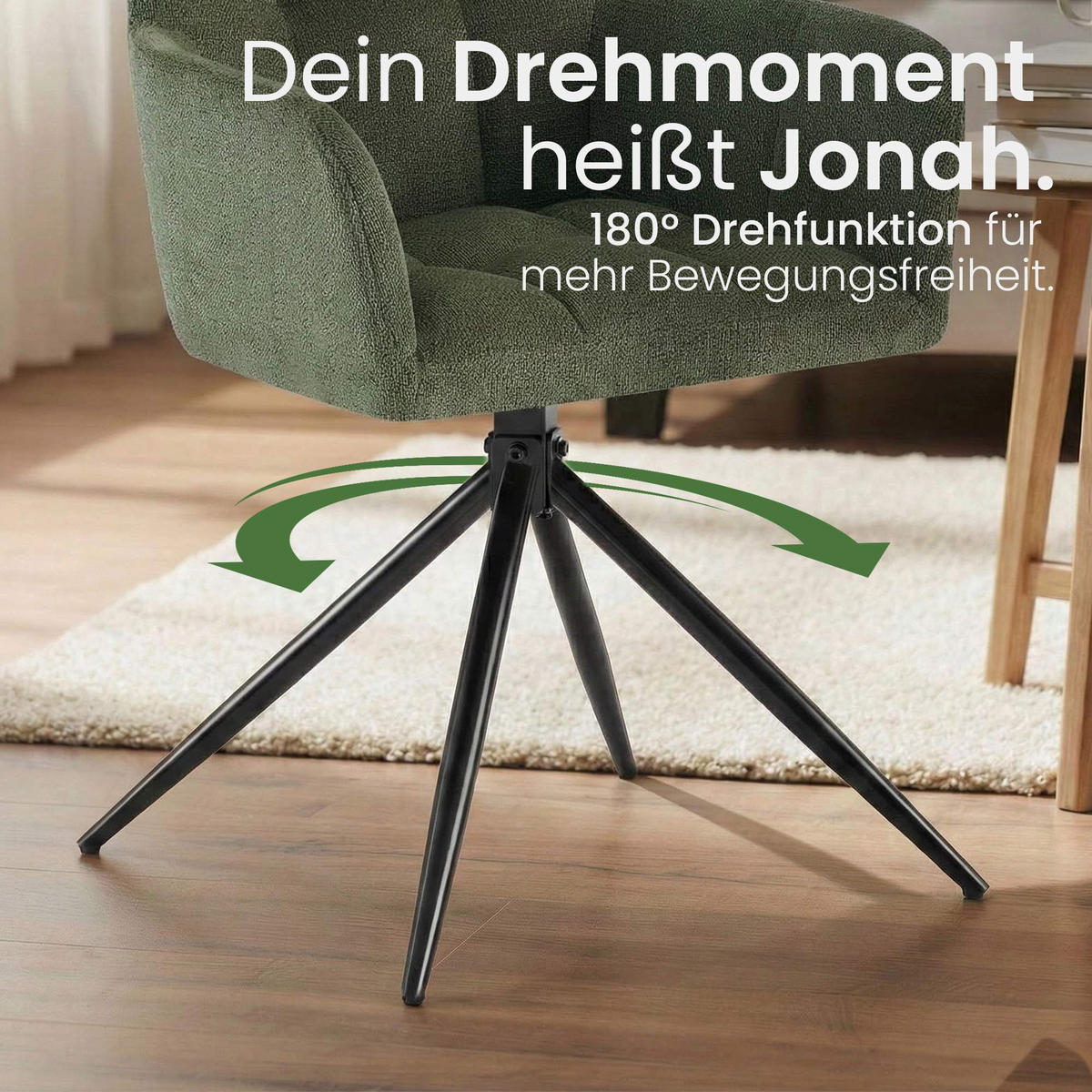 ARMLEHNENSTUHL Stoff Grün - Schwarz/Grün, Textil/Metall (59/87/59cm) - CLP