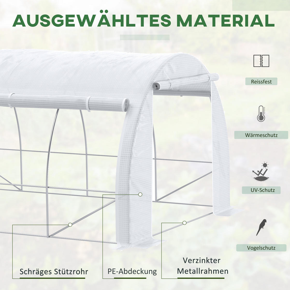 GEWÄCHSHAUS aus Stahl 3,97x3x2 m Weiß mit UV-Schutz - Weiß, Metall (300/200/397cm) - Modfu