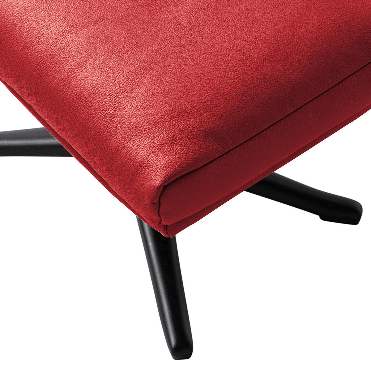 POLSTERHOCKER mit Kreuzfuß - Chromfarben/Rot, Leder/Metall (51/37/41cm) - home24